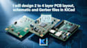 design 2 to 4 layer pcb layout schematic and gerber files in kicad