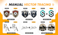convert redraw trace replicate logo sketch image to vector