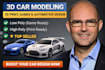 do 3d car modeling for 3d print and games development with high quality exterior