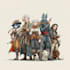 do group party character art, dnd party