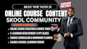 create online courses, setup skool community and powerpoint presentations