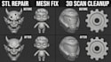 do stl file repair, edit obj file, custom 3d model file modification, mesh fix