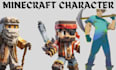 custom minecraft character, anime illustration, dnd character, game character,