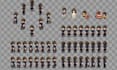 do pixel art character design, pixel sprite sheet animation, top down character