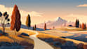 illustrate fantastic flat vector landscape illustration