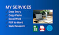 do accurate data entry, copy paste and excel work