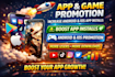 do app game promotion increase android and IOS app install, app promotion