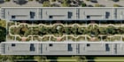 render 3d luxury apartment,mixed use development,landscape courtyard,balconies