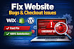 fix bugs and checkout issues, for wix, shopify, and wordpress errors
