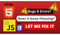 fix bugs errors in your javascript, html, css code