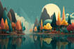 create flat landscape illustration of nature