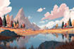 create flat landscape illustration of nature
