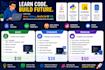 teach you java, python, js, sql with real world problems