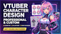 create custom vtuber character design, vtuber background, and reference sheet