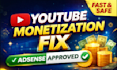 fix youtube monetization issues and enable adsense approval