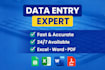 data entry word excel google sheets and much more