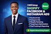 setup shopify facebook ads campaign, instagram ads, fb