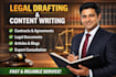 provide legal drafting contracts content writing