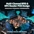 design multi channel rfid nfc pcb, antenna array, esp32 iot uart wifi ble rsp
