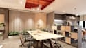 layout planning commercial space,interior office design,reception area rendering