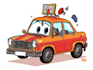 make your car into a funny car illustration cartoon