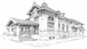 draw detailed building vector line art