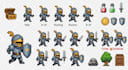 design pixel art character sprite and game assets