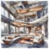 render architecture and interior concept in watercolor