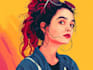 make a stunning fabulous colorful vector art portrait