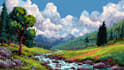 draw pixel art background and landscape