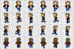 create pixel art character, sprite sheet, retro overworld sprite, 2d game assets