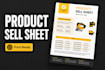 design a professional product sell sheet, sales sheet or price list
