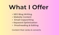 write SEO content, copywriting, and high converting email copy