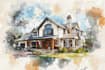 paint watercolor house portrait