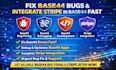 fix base 44 bugs debug base44 apps and integrate stripe in base 44 expert fast