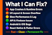 fix flutter react native app bugs crashes and UI issues fast