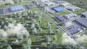 redesign 3d warehouse complex, industrial site render, cgi urban master planning
