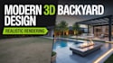 modern 3d backyard  design patio, pool, pergola landscape plan