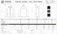 design puffer jacket and hoodie jacket with full tech pack for manufacturing