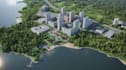 render modern 3d river park,residential complex,campground map,cgi city planning
