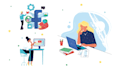 create flat vector illustrations for saas and education