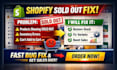 fix shopify bugs, sold out issues, cart and payment problems