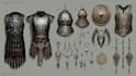 design concept art of weapons, armor, items