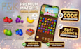 do candy crush match 3 game reskin with iap and admob