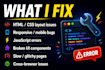 fix html, css, and javascript bugs and responsive web issues