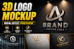 create realistic 3d logo mockup presentation