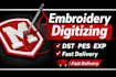 convert your logo to embroidery digitizing file dst pes