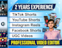 do tiktok editing, youtube shorts, instagram reels, ugc videos