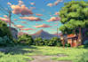 do anime city and nature background