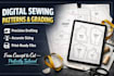 create digital clothing sewing pattern and grading pattern in PDF pattern